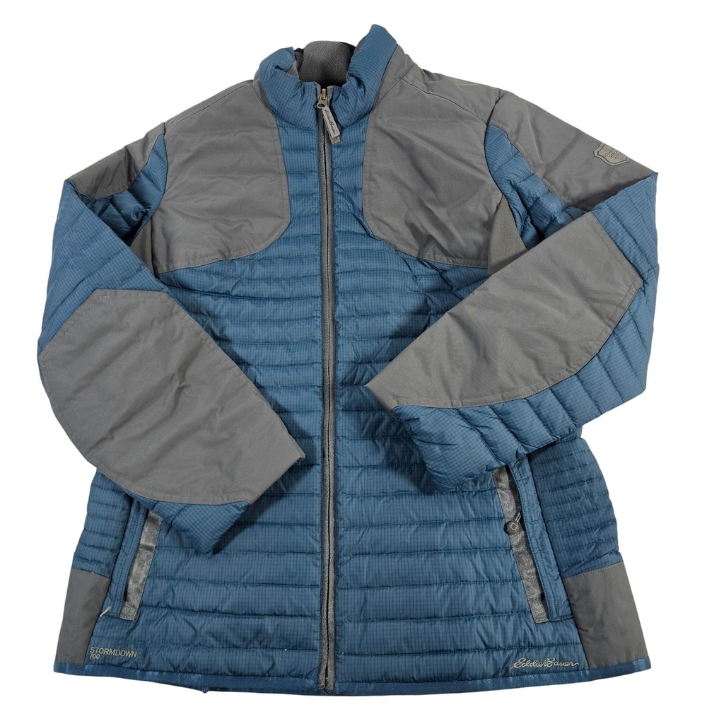 Eddie Bauer Womens Stormdown 700 Puffer Jacket Teal Gray Sport Shop Size L
